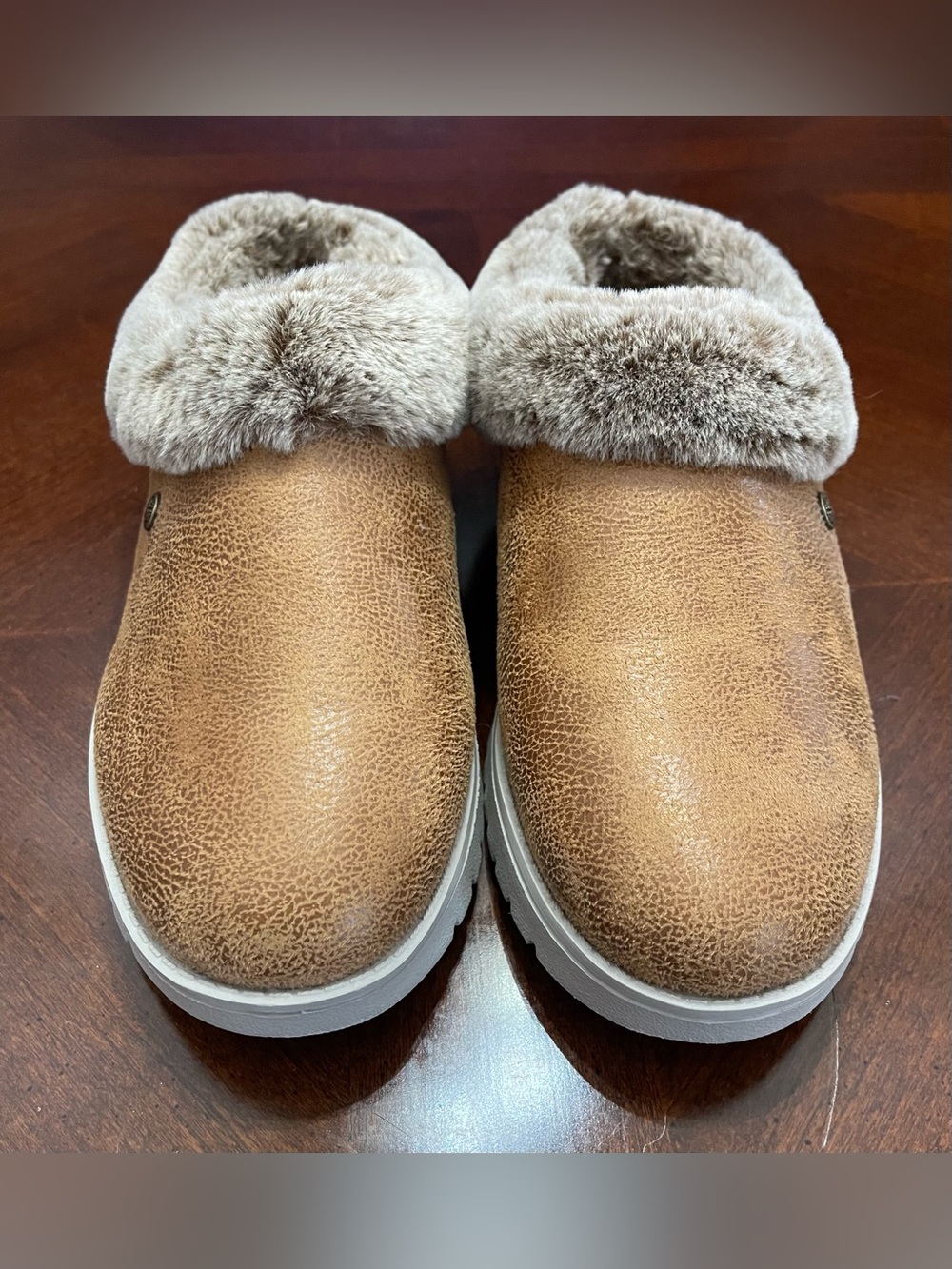 BOBS from Skechers Women's Tan Faux-Fur Clog Slippers